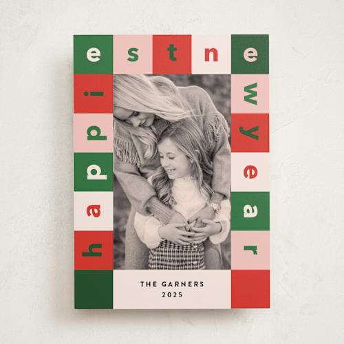 This is a cream holiday photo cards with standard by Iveta Angelova called cubes printing on recycled smooth signature in standard