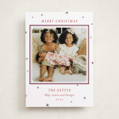This is a sugar plum holiday photo cards with standard by Alston Foster called starry wonder printing on recycled smooth signature in standard