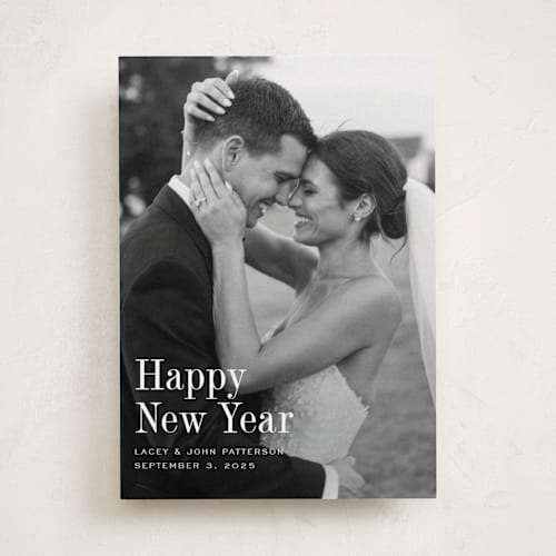 This is a snow holiday photo cards with standard by Megan Davis called eternally merry printing on recycled smooth signature in standard