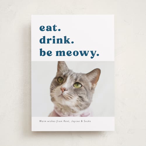 This is a holy knight holiday photo cards with standard by Deborah Chou called be meowy printing on recycled smooth signature in standard