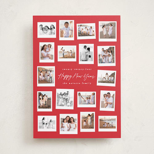 This is a candy cane holiday photo cards with standard by Hooray Creative called many merry moments printing on recycled smooth signature in standard