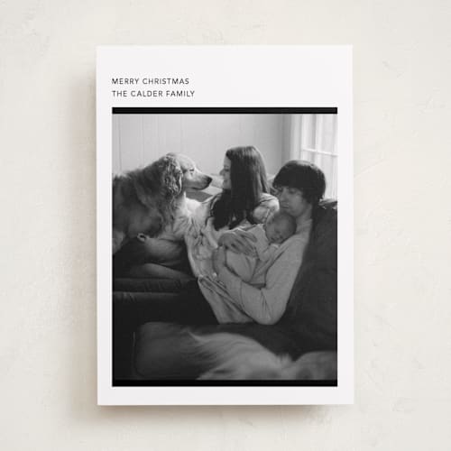 This is a noir holiday photo cards with standard by Annie Clark called zine printing on recycled smooth signature in standard