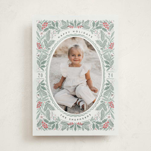 This is a eucalyptus holiday photo cards with standard by Kristen Smith called painted holiday frame printing on recycled smooth signature in standard