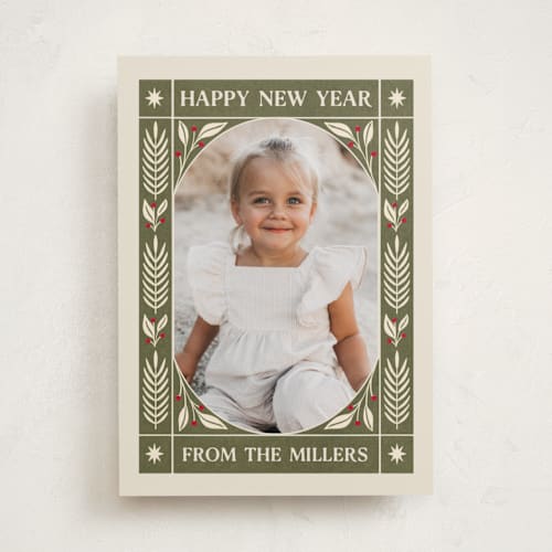 This is a grass holiday photo cards with standard by leslie hamer called retro organic printing on recycled smooth signature in standard