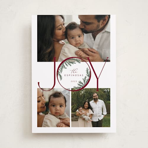 This is a spruce holiday photo cards with standard by Paula Pecevich called inner pine wreath printing on recycled smooth signature in standard