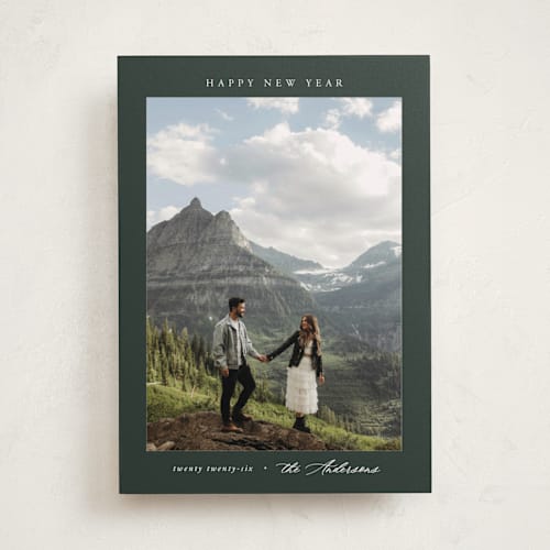 This is a evergreen holiday photo cards with standard by Nicole Walsh called scenic printing on recycled smooth signature in standard