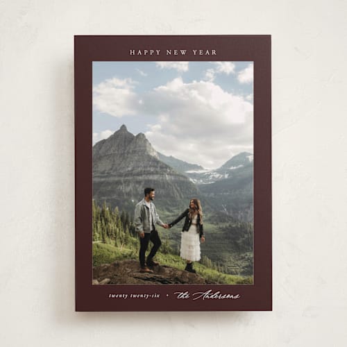 This is a merlot holiday photo cards with standard by Nicole Walsh called scenic printing on recycled smooth signature in standard