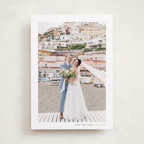 This is a sage holiday photo cards with standard by Stephanie Hawkes called minimal christmas printing on recycled smooth signature in standard