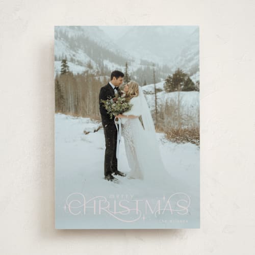 This is a cloudy holiday photo cards with standard by Makewells called delicate christmas printing on recycled smooth signature in standard