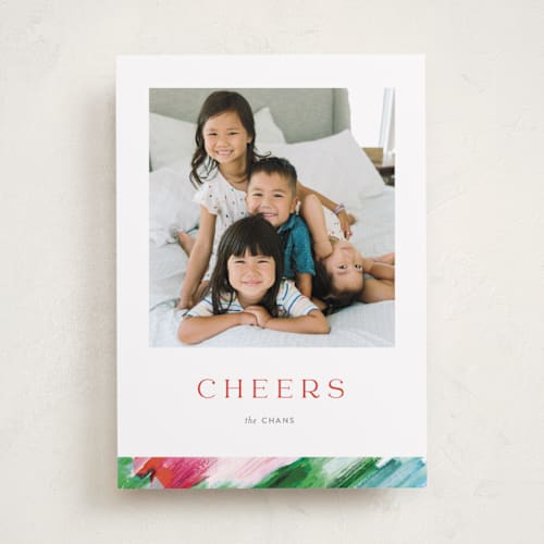 This is a abstract holiday photo cards with standard by Pixel and Hank called painted merry printing on recycled smooth signature in standard