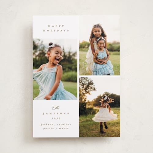 This is a gingerbread holiday photo cards with standard by Kristie Kern called warm glow printing on recycled smooth signature in standard