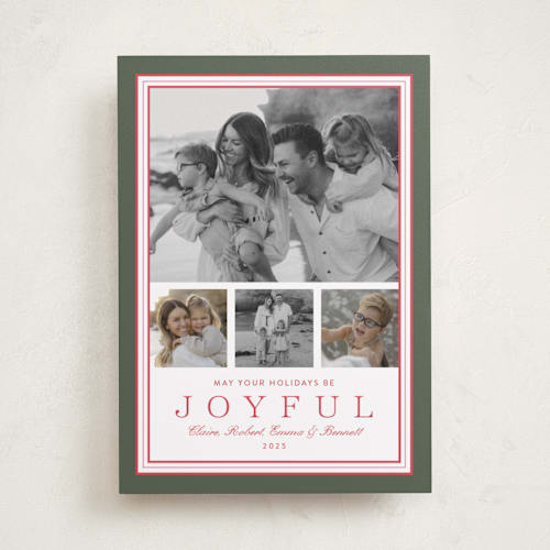 This is a fir holiday photo cards with standard by Alston Foster called favorite joys printing on recycled smooth signature in standard