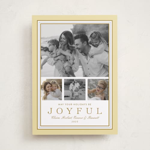 This is a buttercream holiday photo cards with standard by Alston Foster called favorite joys printing on recycled smooth signature in standard