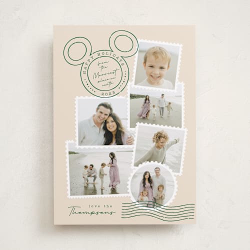 This is a evergreen holiday photo cards with standard by Kamala Nahas called disney's mickey vintage postable printing on recycled smooth signature in standard