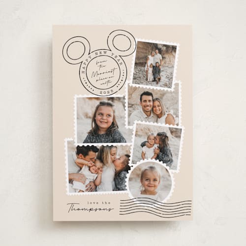 This is a coal holiday photo cards with standard by Kamala Nahas called disney's mickey vintage postable printing on recycled smooth signature in standard