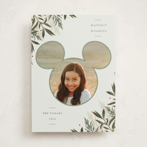 This is a mint holiday photo cards with standard by Oma N. Ramkhelawan called mickey holiday frame printing on recycled smooth signature in standard