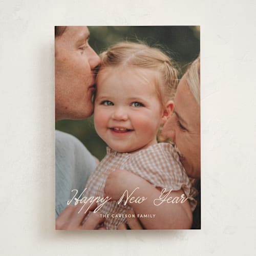 This is a gilt holiday photo cards with standard by Pixel and Hank called the christmas letters printing on recycled smooth signature in standard