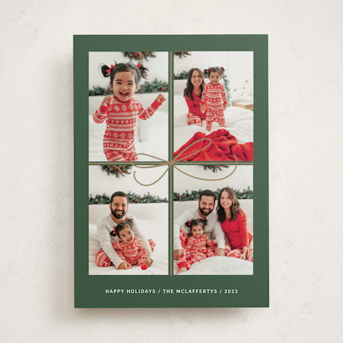 This is a wreath holiday photo cards with standard by Laura Bercovich called all wrapped up printing on recycled smooth signature in standard