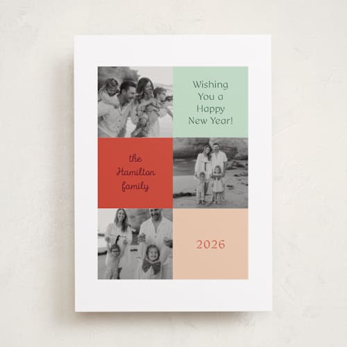 This is a cranberry holiday photo cards with standard by Alicia Schultz called tinsel & joy printing on recycled smooth signature in standard