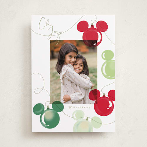 This is a moss holiday photo cards with standard by Baumbirdy called disney mickey lights printing on recycled smooth signature in standard