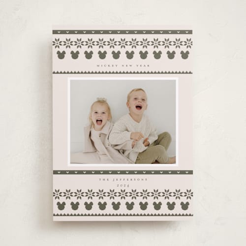 This is a pine holiday photo cards with standard by Hudson meet Rose called disney's fair isle mickey printing on recycled smooth signature in standard