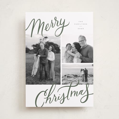 This is a spruce holiday photo cards with standard by Wildfield Paper Co called christmas memories printing on recycled smooth signature in standard