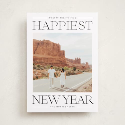 This is a licorice holiday photo cards with standard by Ekko Studio called modern editorial printing on recycled smooth signature in standard