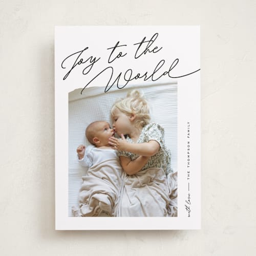 This is a coal holiday photo cards with standard by Pixel and Hank called elements printing on recycled smooth signature in standard