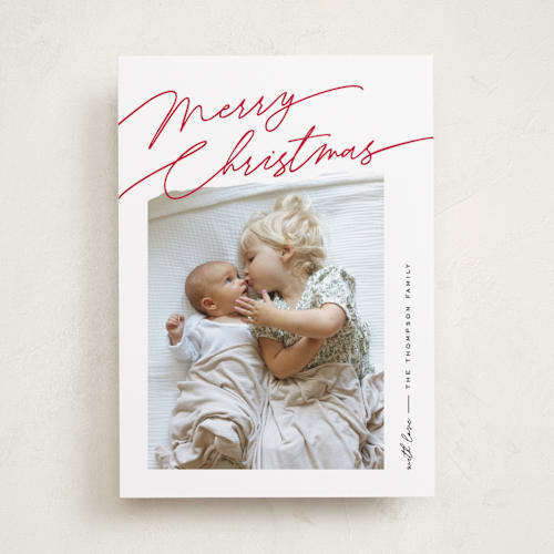 This is a holly holiday photo cards with standard by Pixel and Hank called elements printing on recycled smooth signature in standard