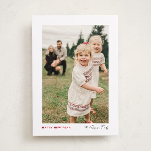 This is a candy cane holiday photo cards with standard by Jessie Steury called modern border printing on recycled smooth signature in standard