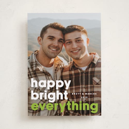 This is a lime holiday photo cards with standard by Lisa Assenmacher called stand out printing on recycled smooth signature in standard