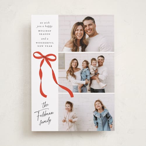 This is a poinsettia holiday photo cards with standard by Paper Raven Co. called ascend printing on recycled smooth signature in standard