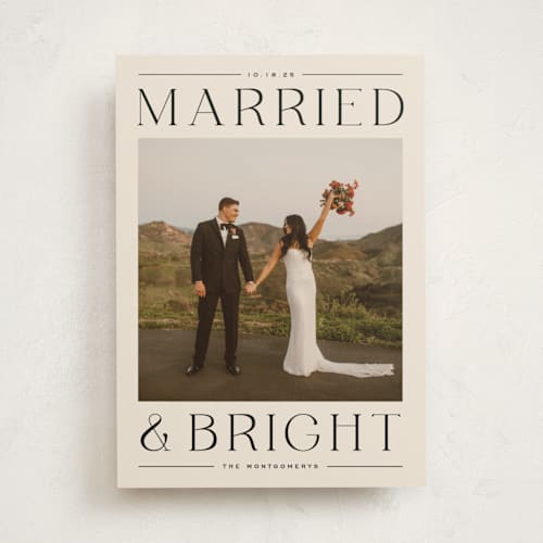 This is a licorice holiday photo cards with standard by Ekko Studio called happy headlines printing on recycled smooth signature in standard