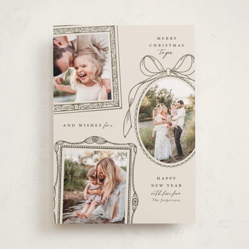 This is a olive holiday photo cards with standard by Meagan Christensen called victorian printing on recycled smooth signature in standard
