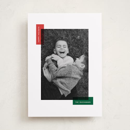 This is a elf holiday photo cards with standard by Jelena Vuletic called borderly printing on recycled smooth signature in standard