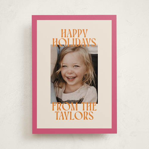 This is a gumdrop holiday photo cards with standard by Ekko Studio called cheerful stack printing on recycled smooth signature in standard