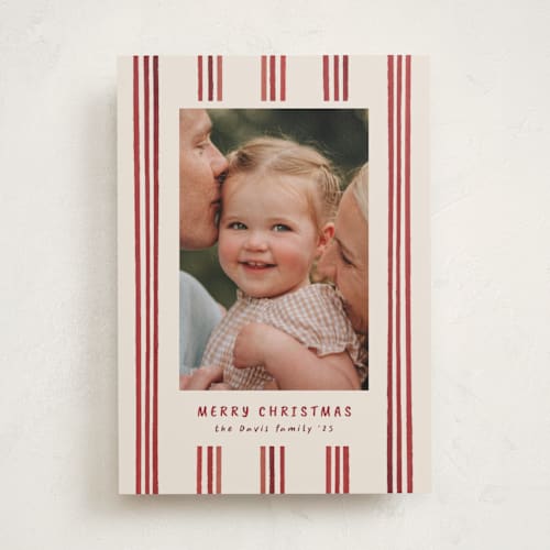 This is a berry holiday photo cards with standard by Christy Hy Lee called painted lines printing on recycled smooth signature in standard