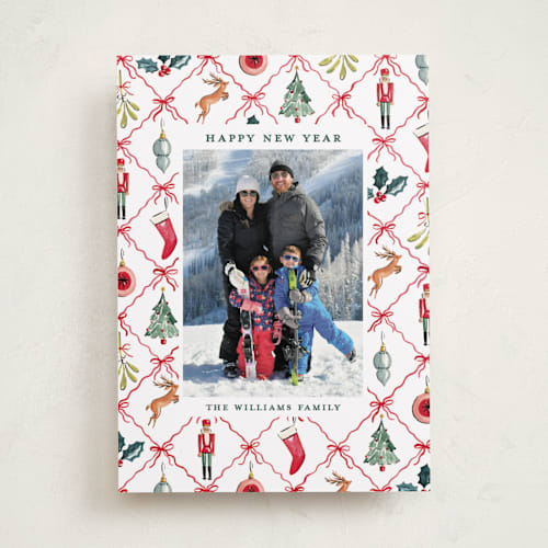 This is a leaf holiday photo cards with standard by Sarah Knight called festive icons printing on recycled smooth signature in standard