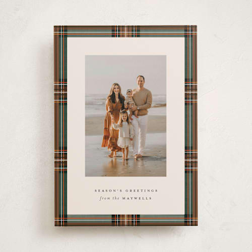 This is a hazel holiday photo cards with standard by Olivia Kanaley Inman called highland holiday printing on recycled smooth signature in standard