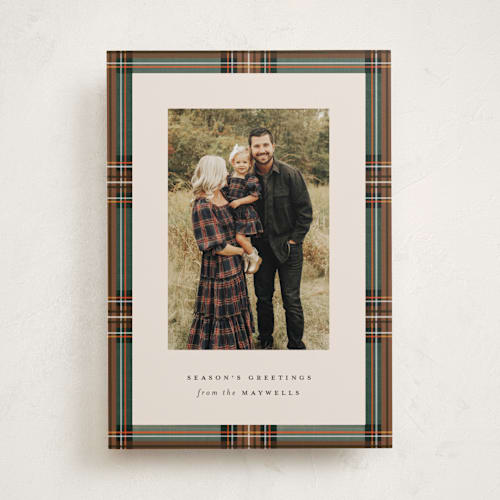 This is a hazel holiday photo cards with standard by Olivia Kanaley Inman called highland holiday printing on recycled smooth signature in standard