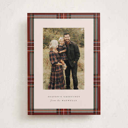 This is a antique holiday photo cards with standard by Olivia Kanaley Inman called highland holiday printing on recycled smooth signature in standard