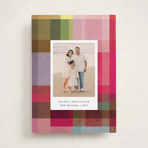 This is a candy holiday photo cards with standard by Sumak Studio called joyful check printing on recycled smooth signature in standard
