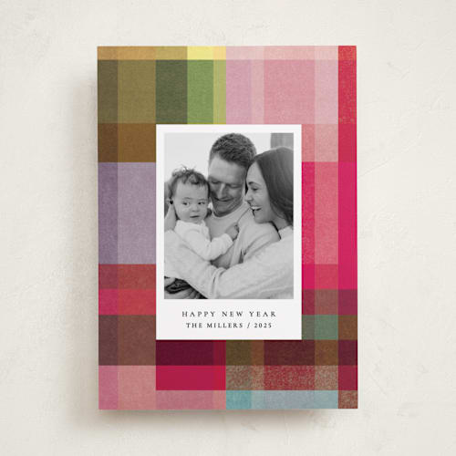 This is a candy holiday photo cards with standard by Sumak Studio called joyful check printing on recycled smooth signature in standard