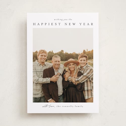 This is a snow holiday photo cards with standard by Chris Griffith called frame of happiness printing on recycled smooth signature in standard