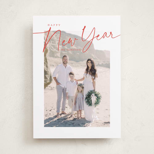 This is a holly berry holiday photo cards with standard by Brooke Chandler called holiday signiture printing on recycled smooth signature in standard