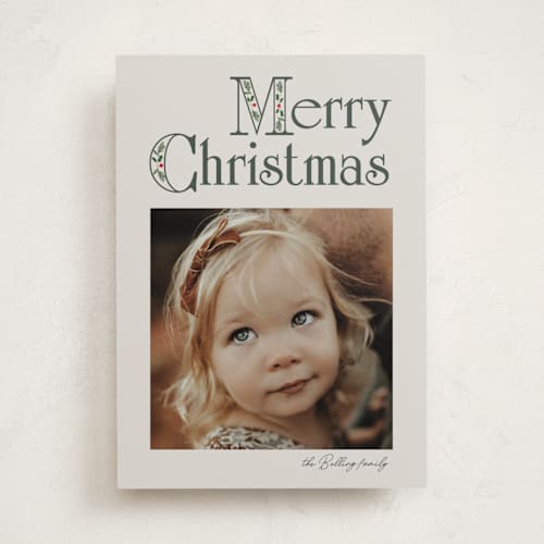 This is a mist holiday photo cards with standard by Baumbirdy called nostalgia printing on recycled smooth signature in standard