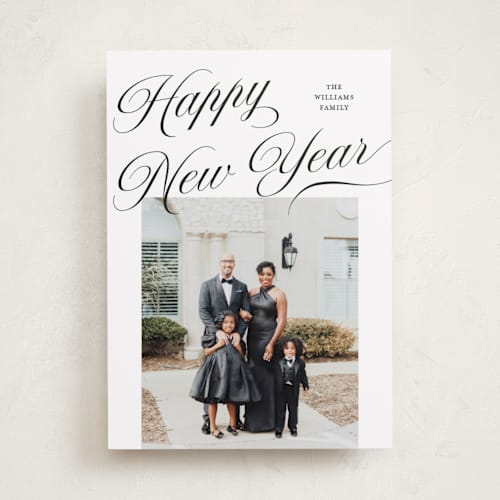 This is a coal holiday photo cards with standard by Pixel and Hank called refined printing on recycled smooth signature in standard