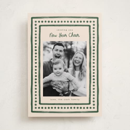 This is a evergreen holiday photo cards with standard by Megan Cash called textiles printing on recycled smooth signature in standard