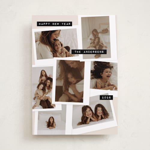 This is a marshmallow holiday photo cards with standard by Claudia Orengo called uniquely us printing on recycled smooth signature in standard