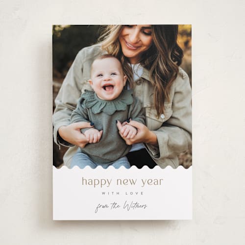 This is a snow holiday photo cards with standard by Sara Hicks Malone called wavy wonders printing on recycled smooth signature in standard